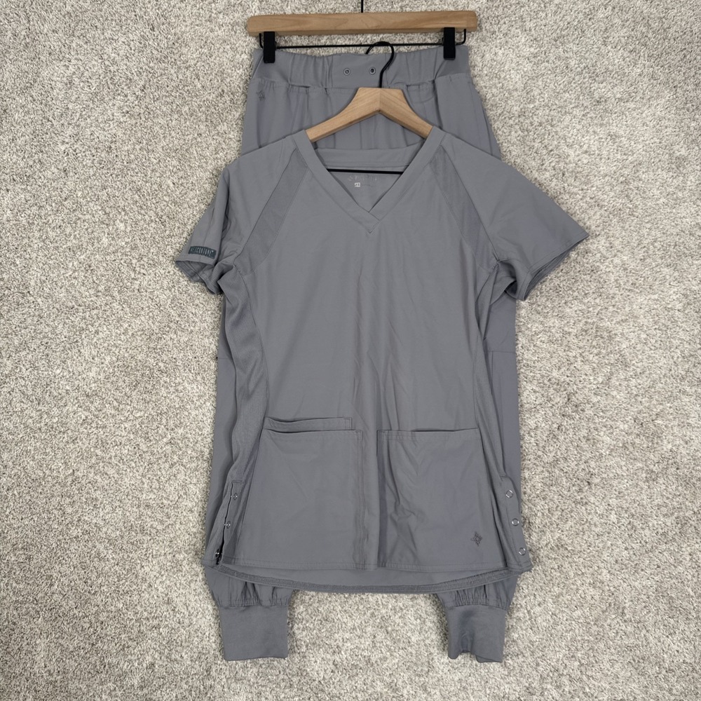 Med Couture Workwear Durable Scrubs Pant & Top Set Gray Size XS